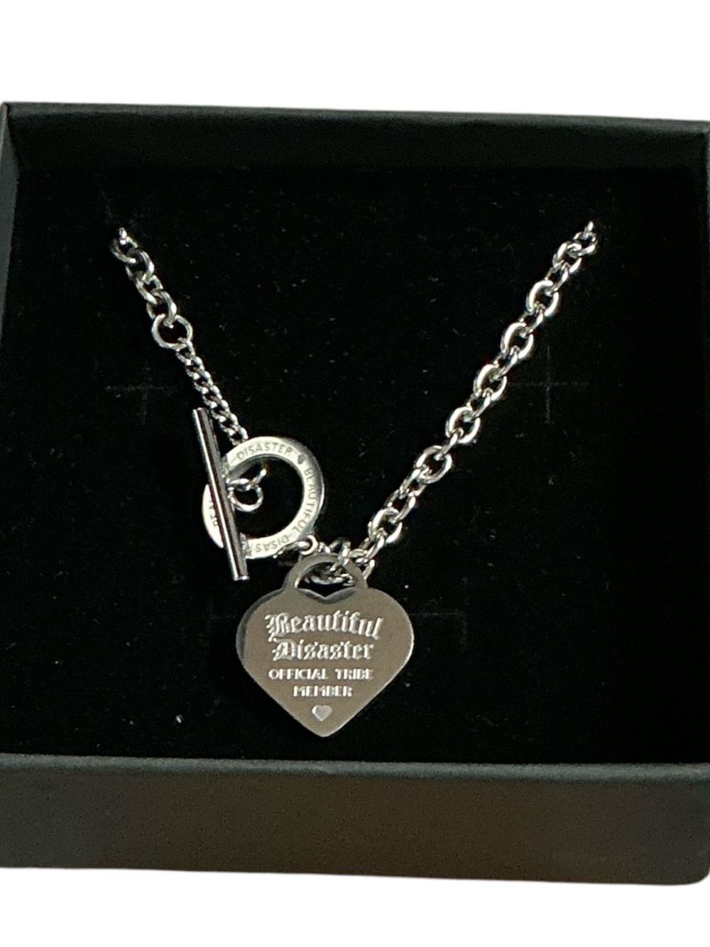 Beautiful Disaster - NEW - Official Tribe Member Silver Heart Toggle Necklace